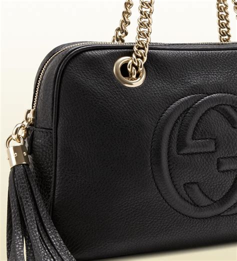 gucci soho zip bag leather large|Gucci soho shoulder bag black.